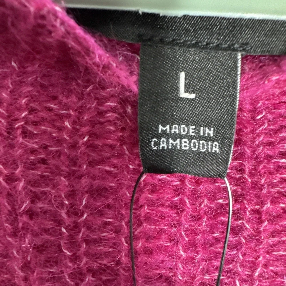 New‎ BANANA REPUBLIC magenta bright pink wool blend  sweater Large -NWT!